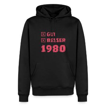 1980 - Männer Premium Bio Hoodie - Schwarz - Vorne - Nico (187cm)
