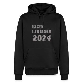 Jahr 2024 - Männer Premium Bio Hoodie - Schwarz - Vorne - Nico (187cm)