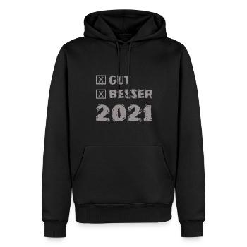 2021 - Männer Premium Bio Hoodie - Schwarz - Vorne - Nico (187cm)