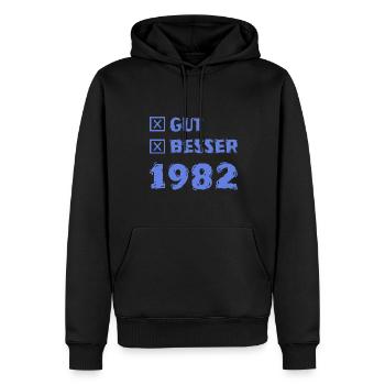 Besser 1982 - Männer Premium Bio Hoodie - Schwarz - Vorne - Nico (187cm)