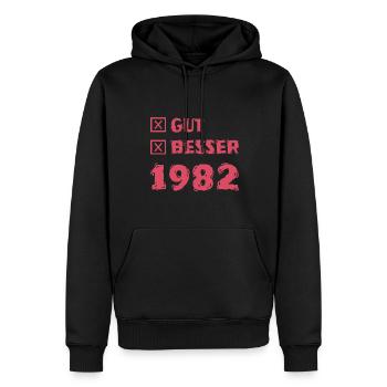 1982 - Männer Premium Bio Hoodie - Schwarz - Vorne - Nico (187cm)