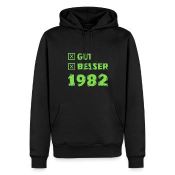 1982 - Männer Premium Bio Hoodie - Schwarz - Vorne - Nico (187cm)