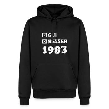 1983 - Männer Premium Bio Hoodie - Schwarz - Vorne - Nico (187cm)