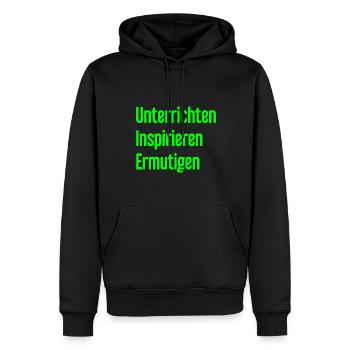Enseigner, inspirer, encourager - Sweat à capuche Premium bio Homme - noir - Devant - Nico (187cm)