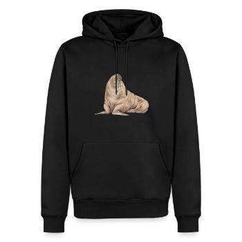 Walross - Männer Premium Bio Hoodie - Schwarz - Vorne - Nico (187cm)
