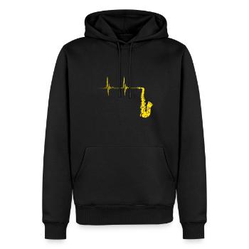 Saxophonist Saxophon Herzschlag Blechbläser EKG Pu - Männer Premium Bio Hoodie - Schwarz - Vorne - Nico (187cm)