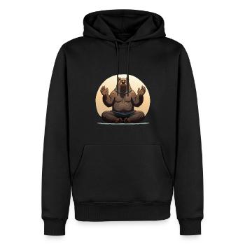 Yoga Bär - Männer Premium Bio Hoodie - Schwarz - Vorne - Nico (187cm)
