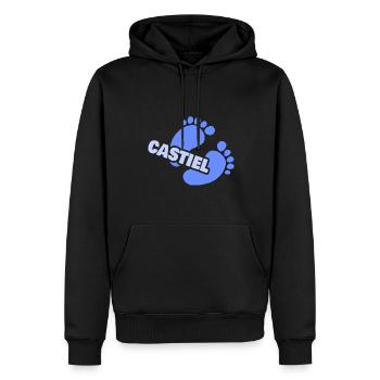 Empreinte Bébé Naissance Castiel - Sweat à capuche Premium bio Homme - noir - Devant - Nico (187cm)