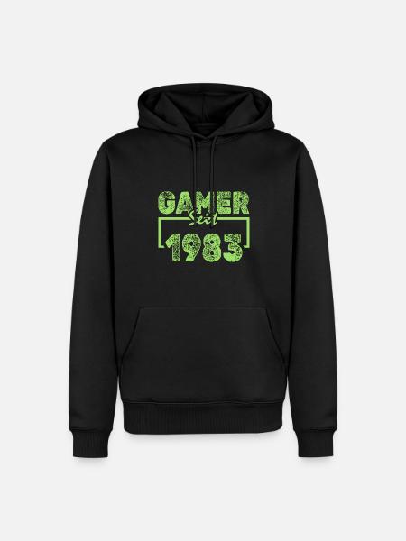 1983 - Männer Premium Bio Hoodie - Schwarz