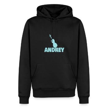 Violon Andrey - Sweat à capuche Premium bio Homme - noir - Devant - Nico (187cm)