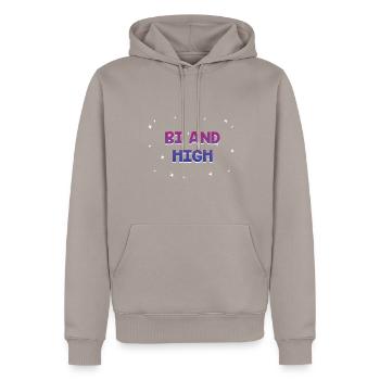 Bi et haut dictons bisexuels Bi Pride Citations LGBTQ - Sweat à capuche Premium bio Homme - taupe - Devant - Nico (187cm)