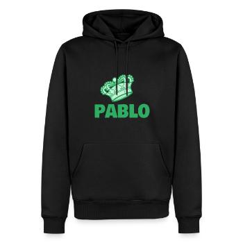 Pablo comme prénom - Sweat à capuche Premium bio Homme - noir - Devant - Nico (187cm)