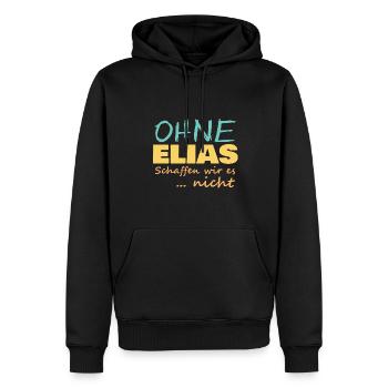 Elias - Männer Premium Bio Hoodie - Schwarz - Vorne - Nico (187cm)