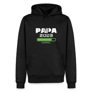 Papa 2023 Loading Annonce Grossesse Futur Papa - Sweat à capuche Premium bio Homme - noir - Devant - Nico (187cm)