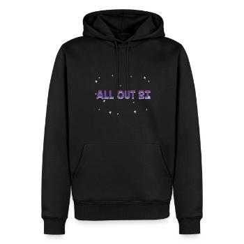 All Out Bi Bisexuel Citation Motivationnelle Bi Pride - Sweat à capuche Premium bio Homme - noir - Devant - Nico (187cm)