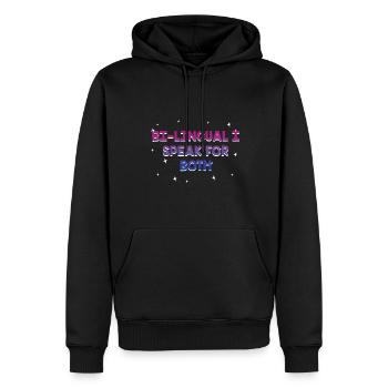 Bilingue Je parle pour les deux Mois de la fierté bisexuelle - Sweat à capuche Premium bio Homme - noir - Devant - Nico (187cm)