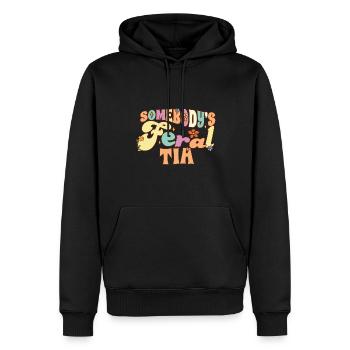 Somebody's Feral Tia Spanish Aunt Family Pun - Männer Premium Bio Hoodie - Schwarz - Vorne - Nico (187cm)