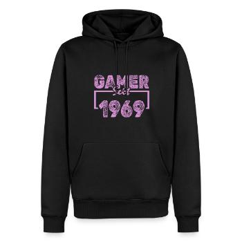 1969 - Männer Premium Bio Hoodie - Schwarz - Vorne - Nico (187cm)
