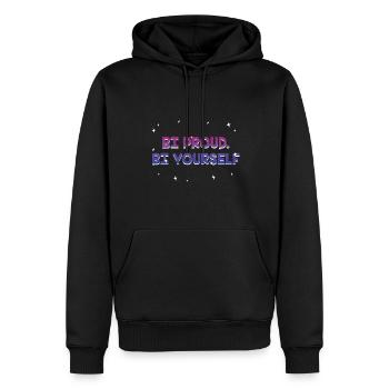 Bi Proud Bi Yourself Bisexuel Citation de motivation - Sweat à capuche Premium bio Homme - noir - Devant - Nico (187cm)