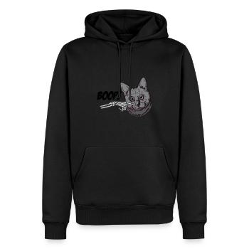 Spooky Halloween Skeleton Hand Black Cat Grunge - Männer Premium Bio Hoodie - Schwarz - Vorne - Nico (187cm)