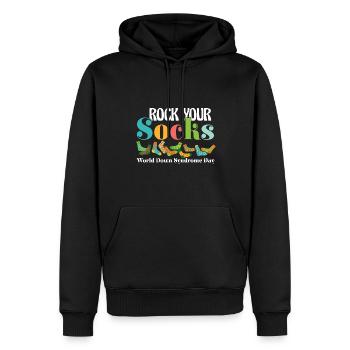 Rock Your Socks Down Syndrome Awareness Trisomy 21 - Männer Premium Bio Hoodie - Schwarz - Vorne - Nico (187cm)