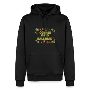 Bällebad Conner - Männer Premium Bio Hoodie - Schwarz - Vorne - Nico (187cm)