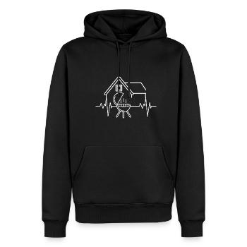 Mon cœur bat pour le barbecue / BBQ / maison - Sweat à capuche Premium bio Homme - noir - Devant - Nico (187cm)