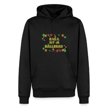 Geschenk für Basil - Männer Premium Bio Hoodie - Schwarz - Vorne - Nico (187cm)