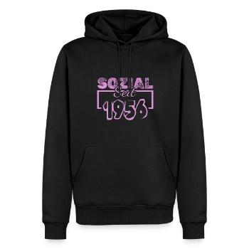 Sozial 1956 - Männer Premium Bio Hoodie - Schwarz - Vorne - Nico (187cm)