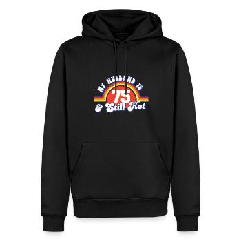 Mon mari a 75 ans et est toujours chaud et fière de sa femme 75 - Sweat à capuche Premium bio Homme - noir - Devant - Nico (187cm)