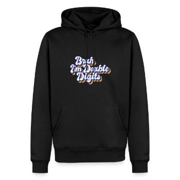 10e anniversaire Bruh Je suis à deux chiffres qui fête mes 10 ans - Sweat à capuche Premium bio Homme - noir - Devant - Nico (187cm)