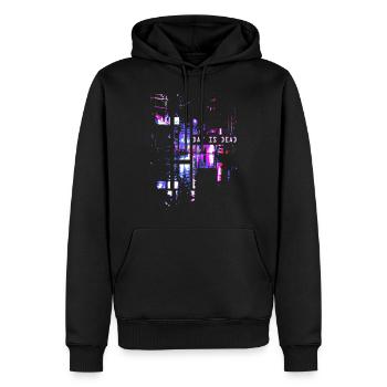 Vaporwave Esthétique Tokyo - Sweat à capuche Premium bio Homme - noir - Devant - Nico (187cm)