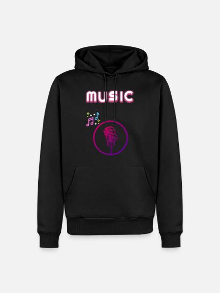 Music - Männer Premium Bio Hoodie - Schwarz