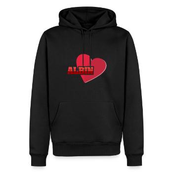 Geschenk für Albin - Männer Premium Bio Hoodie - Schwarz - Vorne - Nico (187cm)
