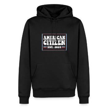 American Citizen Est 2024 US Flag Naturalized - Men’s Premium Organic Hoodie - black - Front - Nico (187cm)