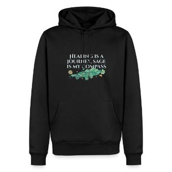 La guérison est un voyage Sage est ma boussole Smudge - Sweat à capuche Premium bio Homme - noir - Devant - Nico (187cm)