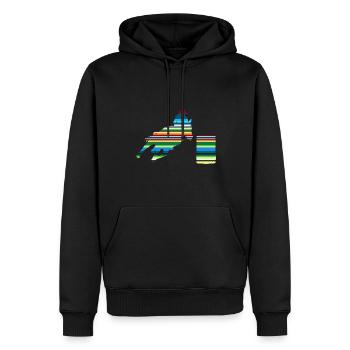Cheval de course de barils de rodéo - Sweat à capuche Premium bio Homme - noir - Devant - Nico (187cm)