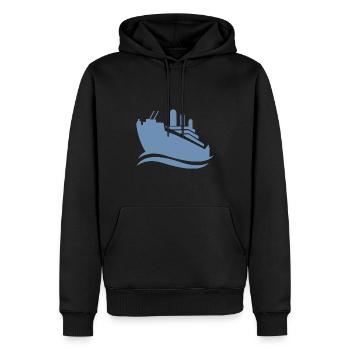 Silhouette de bateau de croisière mer minimaliste - Sweat à capuche Premium bio Homme - noir - Devant - Nico (187cm)