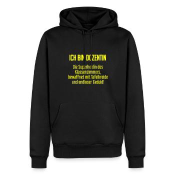 Dozentin - Die Superheldin des Klassenzimmers! - Männer Premium Bio Hoodie - Schwarz - Vorne - Nico (187cm)