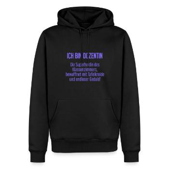 Dozentin - Die Superheldin des Klassenzimmers! - Männer Premium Bio Hoodie - Schwarz - Vorne - Nico (187cm)