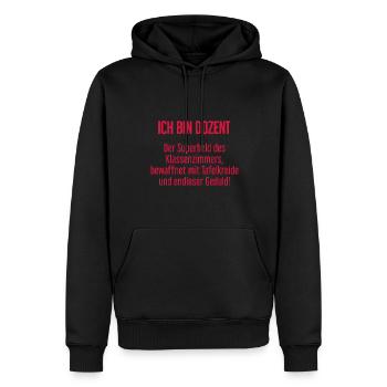 Dozent - Der Superheld des Klassenzimmers! - Männer Premium Bio Hoodie - Schwarz - Vorne - Nico (187cm)