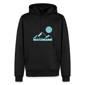 Watzmann - Männer Premium Bio Hoodie - Schwarz - Vorne - Nico (187cm)