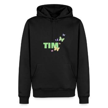 Tim - Männer Premium Bio Hoodie - Schwarz - Vorne - Nico (187cm)