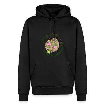 Coeur artichaut - Sweat à capuche Premium bio Homme - noir - Devant - Nico (187cm)