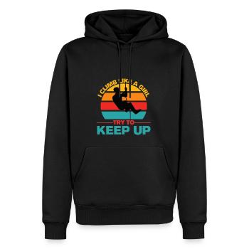 Canyoning Climb Like A Girl Girl Rock Climbing - Men’s Premium Organic Hoodie - black - Front - Nico (187cm)