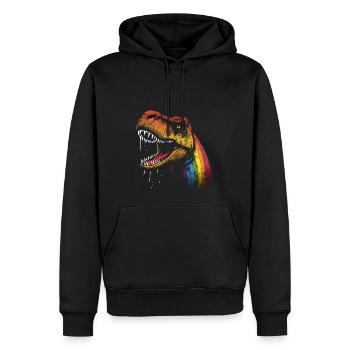 Regenbogen-Hals Tyrannosaurus - Männer Premium Bio Hoodie - Schwarz - Vorne - Nico (187cm)