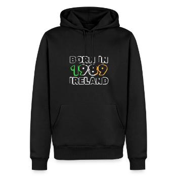 Irlande 1989 - Sweat à capuche Premium bio Homme - noir - Devant - Nico (187cm)