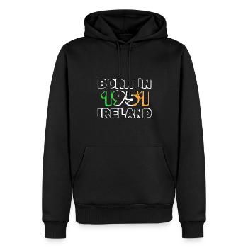 Irlande 1951 - Sweat à capuche Premium bio Homme - noir - Devant - Nico (187cm)