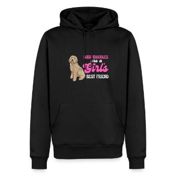 Labradoodle Dog - Men’s Premium Organic Hoodie - black - Front - Nico (187cm)