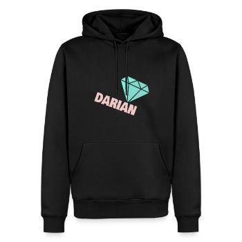Darian als Edel - Männer Premium Bio Hoodie - Schwarz - Vorne - Nico (187cm)